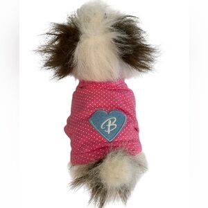 Barbie Pink Polkadot Dog Shirt with Blue Heart size XS